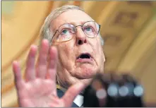  ?? [SUSAN WALSH/ THE ASSOCIATED PRESS] ?? Senate Majority Leader Mitch McConnell, of Ky., speaks to reporters following the weekly policy lunches Tuesday on Capitol Hill in Washington.