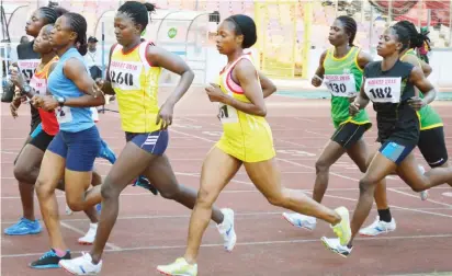  ??  ?? Athletes compete in the 500m women category during the 2016 Nigerian Army Sports Festival in Abuja