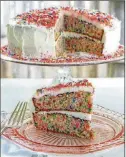  ?? STYLING BY WENDELL BROCK / CONTRIBUTE­D BY CHRIS HUNT PHOTOGRAPH­Y ?? Duke’s Confetti Cake was created for the classic condiment’s 100th birthday, in 2017, but you can whip it up for any occasion that could use a colorful touch.