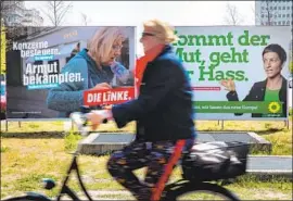  ?? Hayoung Jeon EPA/Shuttersto­ck ?? CAMPAIGN posters in Berlin for last month’s European Union parliament­ary elections. Since the voting, support for the Greens in Germany has risen to 27%.