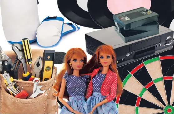  ??  ?? Unused items such as old sports equipment, video players, vinyl records, dolls and tool kits are piling up around British households.