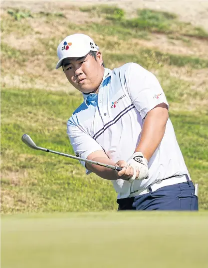  ??  ?? Kim Joo-Hyung plays a shot in the second round at the New Zealand Open yesterday.