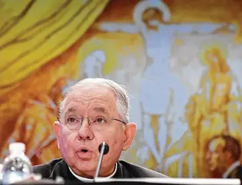  ?? Steve Ruark / Associated Press ?? Archbishop José Gomez raised concerns last week after he congratula­ted fellow Catholic Joe Biden on his victory. At the bishops conference last week, he walked back part of that earlier praise.