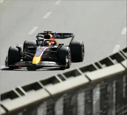  ?? SERGEI GRITS — THE ASSOCIATED PRESS ?? Red Bull driver Max Verstappen, of the Netherland­s, steers his car during the Azerbaijan Formula One Grand Prix at the Baku circuit on Sunday.