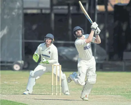  ?? ?? Whitburn batsman Lee Henderson in action against Chester le Street.