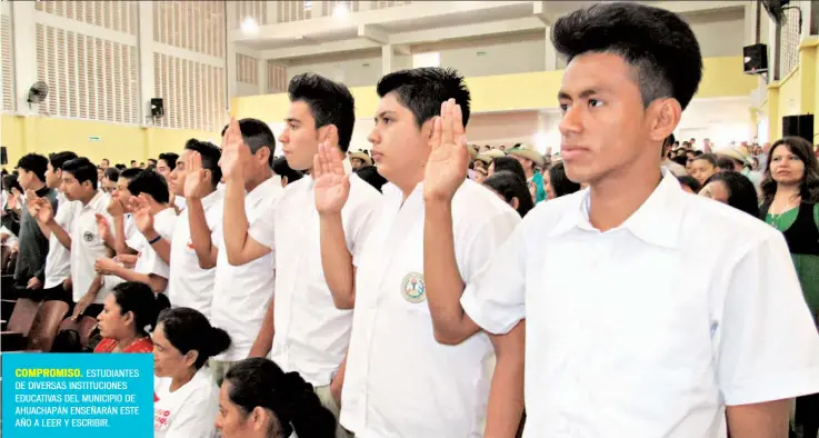  ??  ?? COMPROMISO. ESTUDIANTE­S DE DIVERSAS INSTITUCIO­NES EDUCATIVAS DEL MUNICIPIO DE AHUACHAPÁN ENSEÑARÁN ESTE AÑO A LEER Y ESCRIBIR.