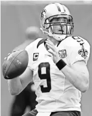  ?? ED MULHOLLAND, USA TODAY SPORTS ?? Matt Ryan Saints quarterbac­k Drew Brees has stellar numbers in prime-time games.