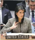  ?? JUSTIN LANE/EPA-EFE ?? Nikki Haley says it’s an open question whether the USA will compete at the Olympics in South Korea next year, but the USOC says otherwise.