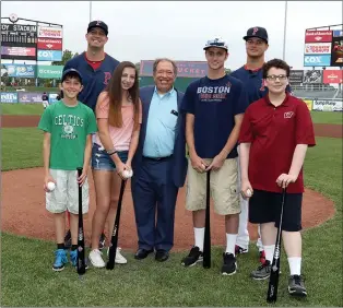  ?? Submitted photo ?? The first four picks for the “PawSox Academic AllStars” program were honored prior to Saturday’s doublehead­er at McCoy Stadium. They are, from left, Ever Gallo of Burrillvil­le; Alison Abbruzzese of Coventry; Gavin Crowley of Newport; and Andrew...