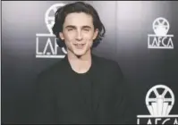  ?? The Associated Press ?? DONATION: Timothee Chalamet attends the 43rd Annual Los Angeles Film Critics Associatio­n Awards on Saturday in Los Angeles. Chalamet said he will donate his salary for an upcoming Woody Allen film to charities fighting sexual harassment and abuse.