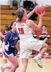  ?? Paul Augeri/Hearst Connecticu­t Media ?? Cromwell’s Peyton Kelleher goes up for a shot during a recent game.