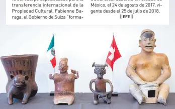  ?? ?? l Las piezas fueron recibidas de una ciudadana suiza, quien heredó de su padre una colección de objetos prehispáni­cos latinoamer­icanos.