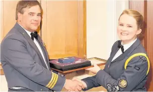 ??  ?? ●● Bollington’s Cadet Warrant Officer Emily Bethell from 236 (Bollington) Squadron has been selected as Region’s nomination for the ATC 75 Sword