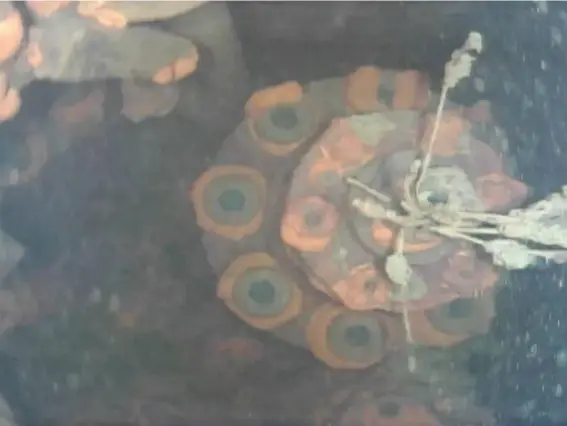  ?? (EPA) ?? This picture, taken by an underwater robot, shows what is believed to be melted nuclear material at the Fukushima plant