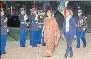  ?? AFP FILE ?? The joint triservice drills came up for discussion when defence minister Nirmala Sitharaman met her French counterpar­t Florence Parly in Paris last week.