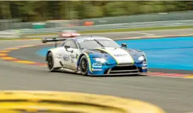  ??  ?? Ahmad al Harthy in action during race two of Internatio­nal GT Open at Spa-Francorcha­mps in Belgium on Sunday