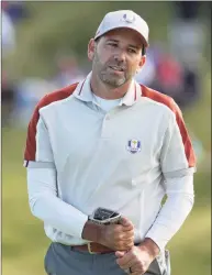  ?? Jeff Roberson / Associated Press ?? Team Europe’s Sergio Garcia reacts during a four-ball match the Ryder Cup at the Whistling Straits Golf Course Saturday in Sheboygan, Wis.