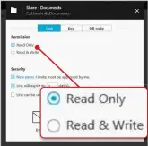  ??  ?? When you share a folder, select ‘Read Only’ or ‘Read & Write’