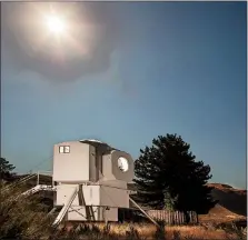  ?? [STEVE RINGMAN/SEATTLE TIMES] ?? Kurt Hughes' lunar lander sits on an acre of fragile wetlands along the Columbia River in central Washington.