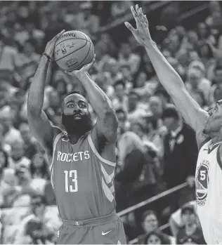  ?? Karen Warren / Houston Chronicle ?? James Harden would be the third Rocket to win a Most Valuable Player award, joining Hakeem Olajuwon and Moses Malone.