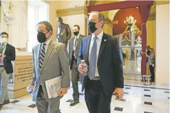  ?? ASSOCIATED PRESS FILE PHOTO ?? Rep. Jamie Raskin, D-Md., left, walks through the Capitol last week with Rep. Adam Schiff, D-Calif. Raskin, who is leading the prosecutio­n for President Donald Trump’s second impeachmen­t, called the incitement of the mob that stormed the Capitol ‘the most dangerous crime’ ever committed by a president.