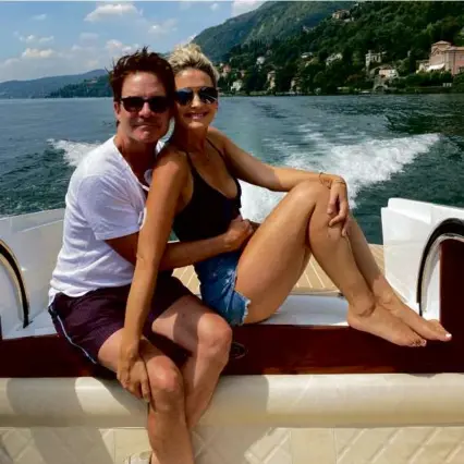  ?? ?? Patrick Monahan and his wife, Amber, on Lake Como in Italy.