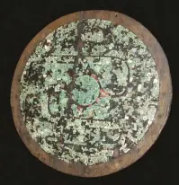  ??  ?? This Mixtec shield, circa 1200 CE, is covered with turquoise tiles which are now thought to have been mined in Mesoameric­a