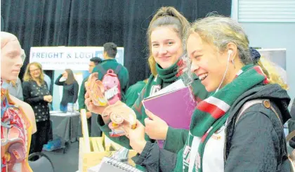  ?? Photos / Supplied. ?? Taupō -nui-a-Tia College students with an interactiv­e medical display at the 2018 Taupō District Careers Roadshow.