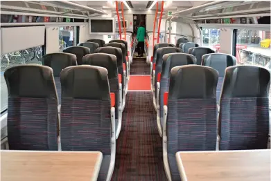  ?? CHRIS HOWE. ?? The Class 197s offer increased comfort with leather seats, modern air-conditioni­ng systems, wider doors, electronic device charging points and customer informatio­n screens.