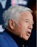  ?? STEVEN SENNE/ASSOCIATED PRESS ?? Players gave owner Robert Kraft a 6.9 out of 10 when assessing his “willingnes­s to invest in the facilities.”