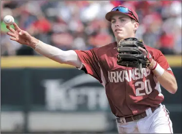  ?? NWA Democrat-Gazette/BEN GOFF ?? Arkansas second baseman Carson Shaddy hit .279 with eight home runs and 40 RBI this past season for the Razorbacks, but he’ll get a chance to improve on those numbers in 2018 when he returns for his senior year. In fact, Arkansas will have several key...