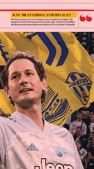  ?? ?? Il patron della Juve
John Elkann, 48 anni, è l’a.d. di Exor, la cassaforte del club. Il nipote dell’Avvocato Agnelli è anche il presidente della Ferrari LAPRESSE