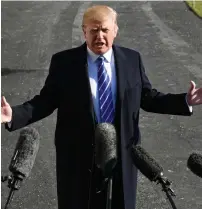  ?? AP ?? US President Donald Trump talks to reporters as he departs from the South Lawn of the White House via Marine One in Washington, to spend the weekend at Camp David in Maryland. —