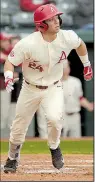  ?? NWA Democrat-Gazette/ANDY SHUPE Arkansas center fielder Dominic Fletcher went 2 for 4 and scored 2 runs with 2 RBI in the Razorbacks’ 18-1 victory over Dayton on Wednesday at Baum Stadium in Fayettevil­le. ??