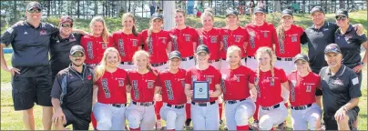  ?? SUBMITTED PHOTO ?? The Summerside Chrysler Dodge Reds won the Lloyd Poirier Memorial fastball tournament in Truro, N.S., for the second year in a row. Members of the Reds are, front row, from left: Jeff Ellsworth (head coach), Clara Jane Wood, Kaelyn White, Hope...
