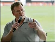  ?? TONY DEJAK — THE ASSOCIATED PRESS FILE ?? In this Aug. 17, 2017, file photo, NFL Commission­er Roger Goodell answers questions during a season ticket member fan forum before practice at the Cleveland Browns NFL football team’s training camp facility in Berea, Ohio.