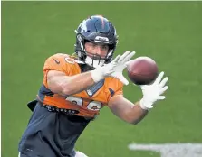  ?? Andy Cross, The Denver Post ?? Jake Butt is one of four true tight ends on the Broncos’ 53-man roster that was set on Saturday.