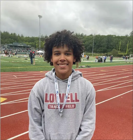  ?? 41FEET, 9INCHES) AT THE MEET OF CHAMPIONS IN FITCHBURG. (COURTESY PHOTO ?? Lowell High senior Ronnie Jones completed her stellar career as a Red Raider by finishing second in the shot put