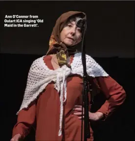  ??  ?? Ann O’Connor from Oulart ICA singing ‘Old Maid in the Garrett’.