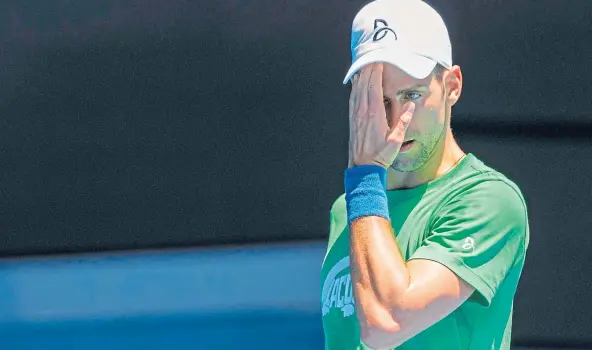  ?? ?? DOUBLE FAULT: World no. 1 Novak Djokovic faces deportatio­n again after the Australian government revoked his visa over his vaccinatio­n status.