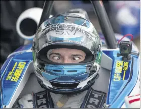  ??  ?? Seeing is believing: Formula Ford driver Nico Gruber gets cross-eyed