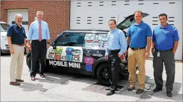  ?? SUBMITTED PHOTOS ?? Montgomery County District Attorney Kevin R. Steele unveils the latest addition to his Drug Take Back program. It’s dubbed the “Pill Take Back Mobile MINI” and it could be coming to an event near you.