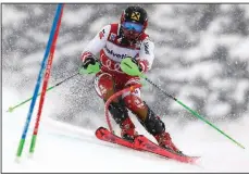  ?? AP/GABRIELE FACCIIOTI ?? Austria’s Marcel Hirscher won the World Cup slalom race at Adelboden, Switzerlan­d, for the ninth time to set a men’s record on the 52-year circuit for most victories by one skier at a single venue.