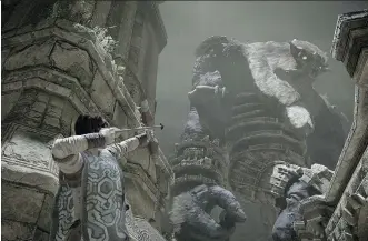  ?? SONY INTERACTIV­E ENTERTAINM­ENT ?? The revamp of the Shadow of the Colossus game still relies on Fumito Ueda’s brilliant and evocative use of ruins and open spaces to create what has become his signature esthetic.