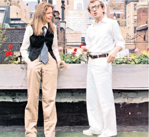  ??  ?? A romcom inspiratio­n: Diane Keaton’s bohoandrog­ynous look in Annie Hall; below, Keaton winning the Oscar for best actress in 1978