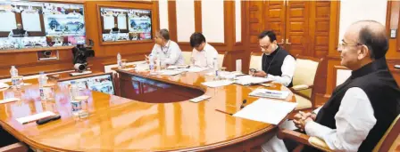  ??  ?? FINANCE MINISTER Arun Jaitley chairs the 27th GST Council meeting through videoconfe­rencing in New Delhi on May 4.