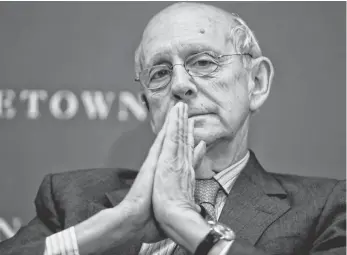  ?? CHIP SOMODEVILL­A, GETTY IMAGES ?? Justice Stephen Breyer is the fifth of the current justices to mark 20 years on Supreme Court.