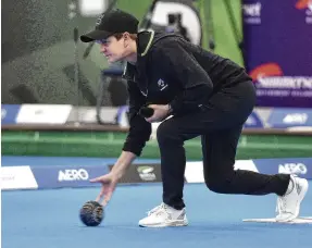  ?? PHOTO: GREGOR RICHARDSON ?? Queen of the green . . . Val Smith delivers a bowl during the interislan­d clash in Dunedin at the weekend.