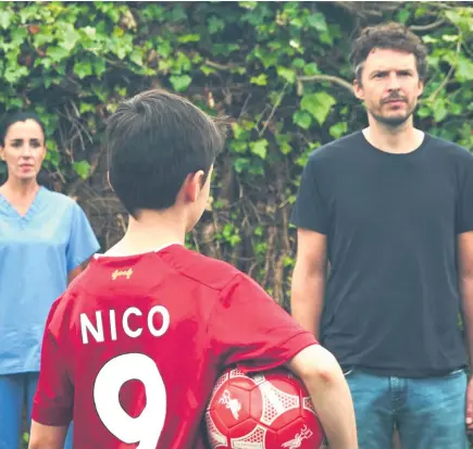  ??  ?? Family affair: Actor Richard Clements, his son Nico and his wife Maria Fuentes Mora in the short film Shielding Nico. Below, Joan Burney Keatings and Maire Campbell