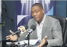  ?? (Photo: Norman Thomas) ?? President of National Water Commission Mark Barnett updates the public on the water situation in the Corporate Area during a press briefing at the company’s office in New Kingston on Friday.